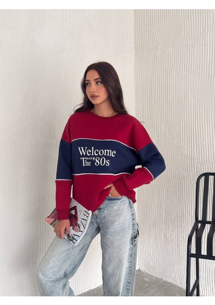 Welcome 80S Yazılı Bisiklet Yaka 3 Iplik Kadın Sweatshirt