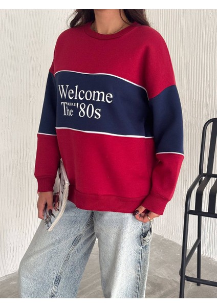 Welcome 80S Yazılı Bisiklet Yaka 3 Iplik Kadın Sweatshirt modelleri