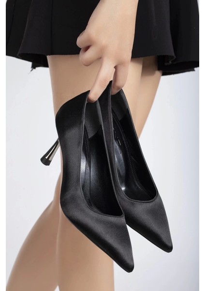 Ithal Malzeme Özel Üretim Stiletto ve Çanta Takımı Siyah