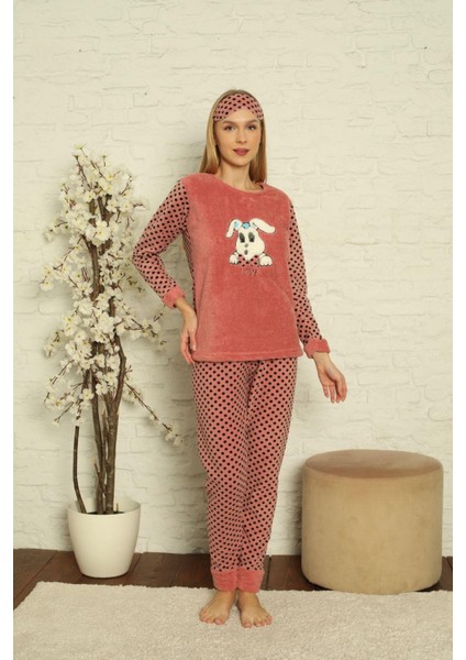 Kadın Uzun Kollu Alt Polar Üst Kışlık Pijama Takımı 02127