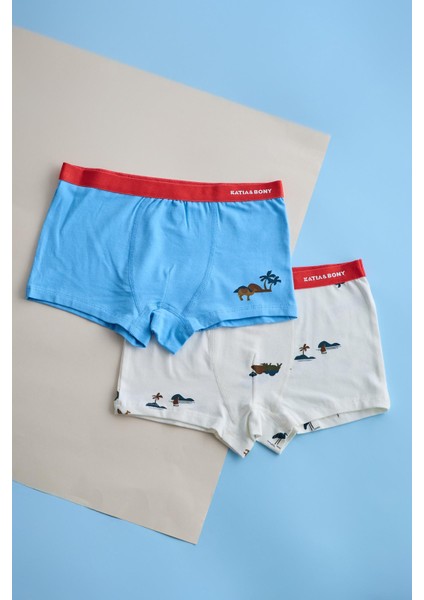Erkek Çocuk 2'li Paket Safari Boxer Ekru