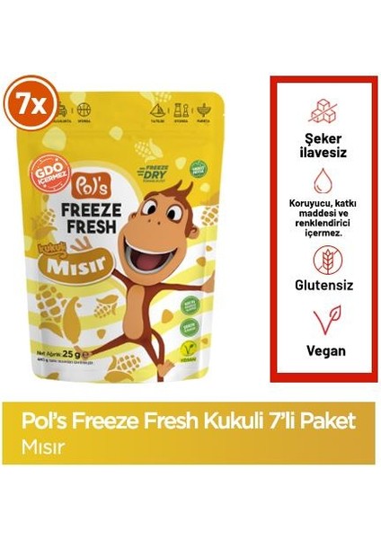 Kukuli Freeze Fresh Mısır 25 g x 7 Adet