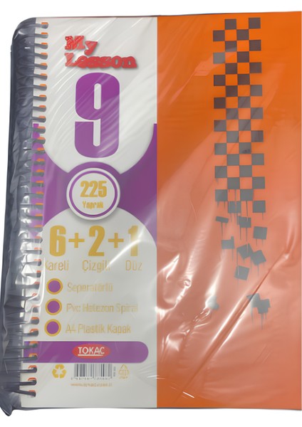 My Lesson Spiralli Defter - Pp Kapak, Ayraçlı, 6 Kareli 2 Çizgili 1 Düz, 225 Yaprak