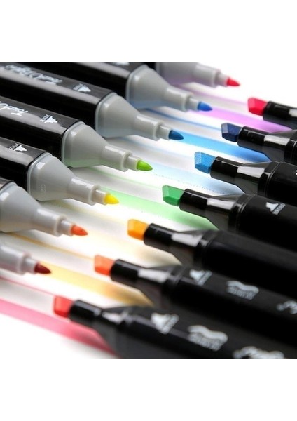 24 Renk Marker Resim Mimari ve Grafik Tasarım Kalemi 24 Lü Çift Taraflı Marker Keçeli Kalem Seti