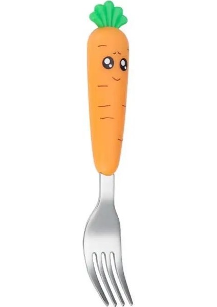 Sofra Seti Paslanmaz Çelik Karikatür Havuç Kaşık Çatal Spatula Çocuk Yemeyi Öğreniyor (Yurt Dışından)