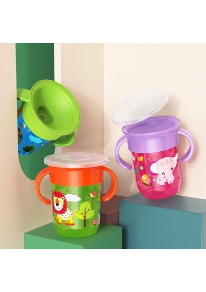 360 Derece Dönebilen Karikatür Öğrenme Içme Bardağı, Çift Kulplu, Açılır Kapanır, Sızdırmaz Su Bardağı ve Şişesi, Bpa Içermez (Yurt Dışından) fiyatları