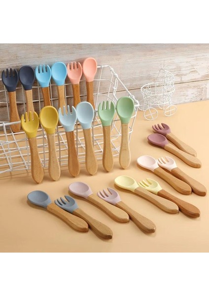 Gıda Sınıfı Kaşık ve Çatal Seti Ahşap Saplı Beslenme Eğitimi Yürümeye Başlayan Çocuk Bağımsız Yeme Aksesuarları (Yurt Dışından) modelleri