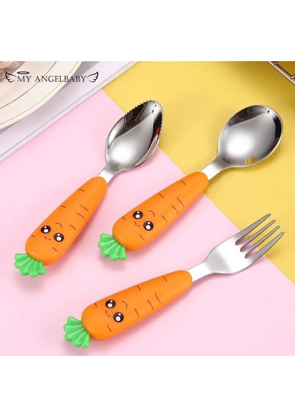 Gadget Sofra Seti Çocuk Eşyaları Paslanmaz Çelik Yürümeye Başlayan Çocuk Karikatür Gıda Besleme Kaşığı ve Çatal (Yurt Dışından) modelleri