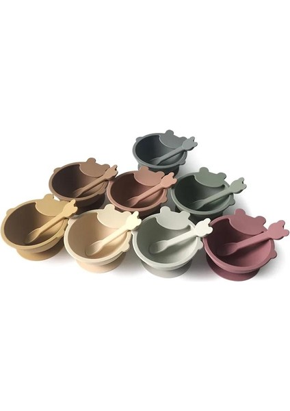 Bpa Karikatür Ayı Bebek Kaşık Kase Seti Yemek Tabağı Çocuk Besleme Sofra Su Geçirmez, Kaymaz ve Düşme Önleyici (Yurt Dışından) modelleri