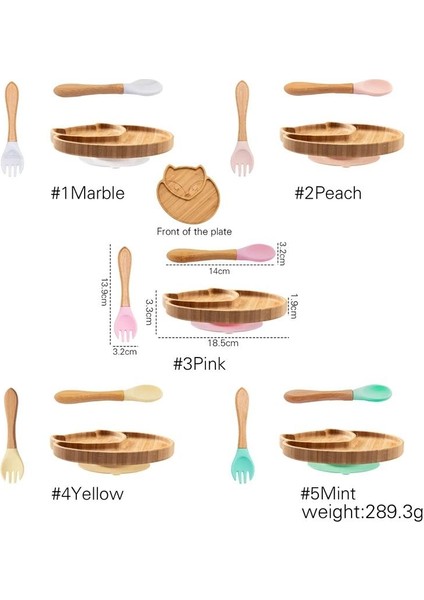 Besleme Kaseleri Paketi Dıy Bebek Adı Çocuk Yemek Tabağı Karikatür Tilki Bambu Sofra Vantuz Ile (Yurt Dışından)