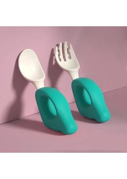 Kaşık ve Çatal Yemeyi Öğrenme Eğitimi 1-2 Yaş Bebek ve Çocuk Yemek Çubukları Seti Yemek Çatalı Plastik Sofra Takımı (Yurt Dışından)