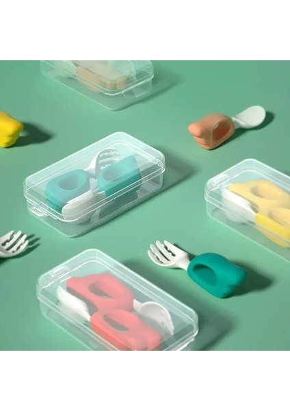 Kaşık ve Çatal Yemeyi Öğrenme Eğitimi 1-2 Yaş Bebek ve Çocuk Yemek Çubukları Seti Yemek Çatalı Plastik Sofra Takımı (Yurt Dışından)