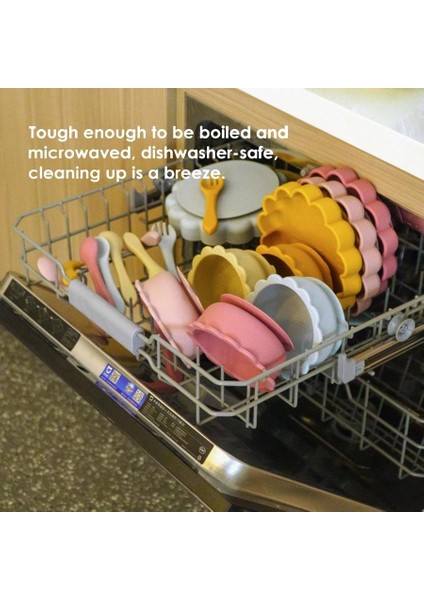 Parça Dolu Sofra Seti Aslan Şekli Plaka Kase Yumuşak Kaşık Çatal Besleme Eğitimi Yemek Tabağı Vantuz (Yurt Dışından) modelleri