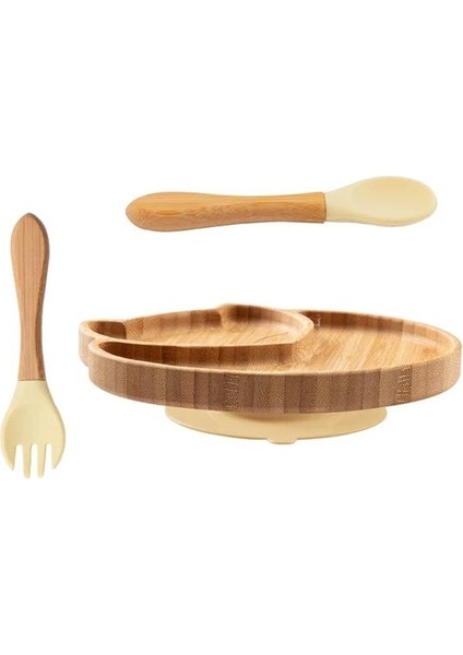 Besleme Kaseleri Paketi Dıy Bebek Adı Çocuk Yemek Tabağı Karikatür Tilki Bambu Sofra Vantuz Ile (Yurt Dışından)