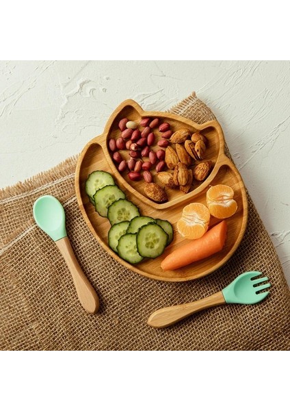 Besleme Kaseleri Paketi Dıy Bebek Adı Çocuk Yemek Tabağı Karikatür Tilki Bambu Sofra Vantuz Ile (Yurt Dışından) fiyatları