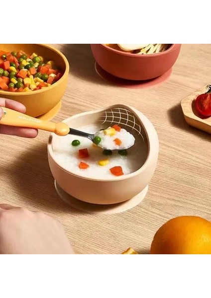 Gıda Sınıfı Besleme Kasesi Seti Düz Renk Su Geçirmez Çocuk Sofra Takımı Kaşıkla (Yurt Dışından) modelleri