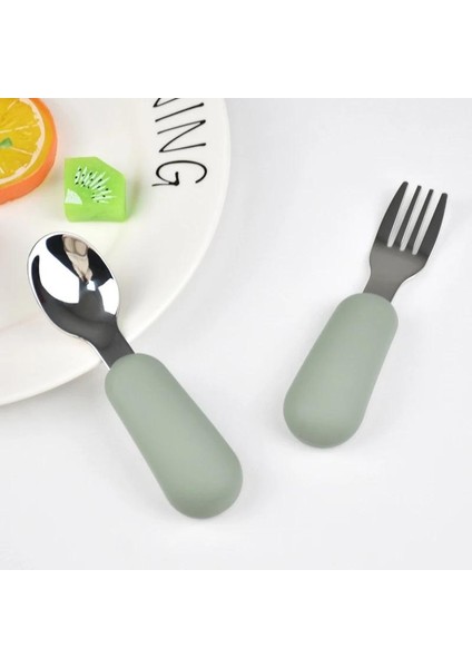 Çocuklar Için Bebek Sofra Seti 316 Paslanmaz Çelik Yürümeye Başlayan Çocuk Karikatür Bebek Maması Besleme Kaşığı ve Çatal (Yurt Dışından)