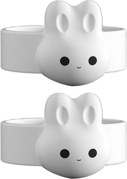 2 Paket Karikatür Tavşan Kaşık Yapışmaz Halka Manyetik Süt Tozu Kaşık Kaşık Tutucu Halka Sofra Ürün Tutucu (Yurt Dışından)