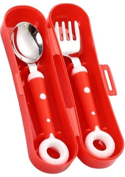 Çocuk Sofra Takımı Sevimli Yuvarlak Gadget Seti Gıda Besleme Kaşığı ve Çatal Paslanmaz Çelik Bebek ve Yürümeye Başlayan Çocuk (Yurt Dışından)