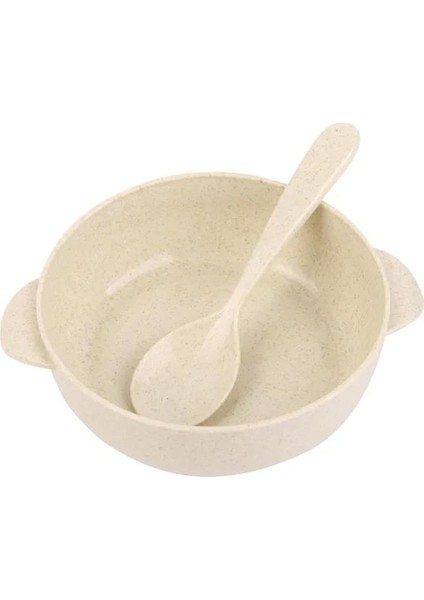 Besleme Sofra Seti, Çevre Dostu Buğday Samanı Tabağı, Çocuk Yemekleri, Haşlanmayı Önleyici Eğitim Kasesi + Kaşık (Yurt Dışından)