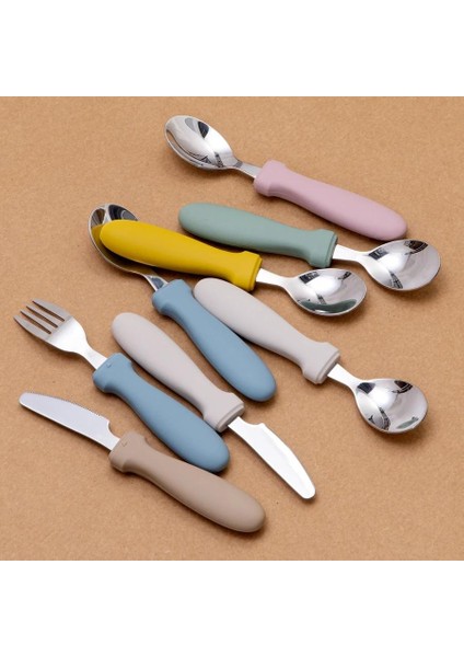 Yeni Besleme Kolu Paslanmaz Çelik Kaşık, Çatal ve Bıçak Seti Sütten Kesilmiş Çocuklar Için Bebek Eğitim Sofra Takımı (Yurt Dışından) fiyatları