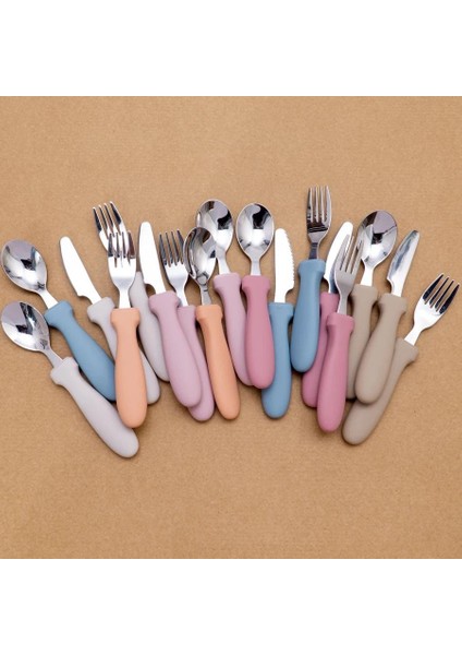 Yeni Besleme Kolu Paslanmaz Çelik Kaşık, Çatal ve Bıçak Seti Sütten Kesilmiş Çocuklar Için Bebek Eğitim Sofra Takımı (Yurt Dışından) modelleri