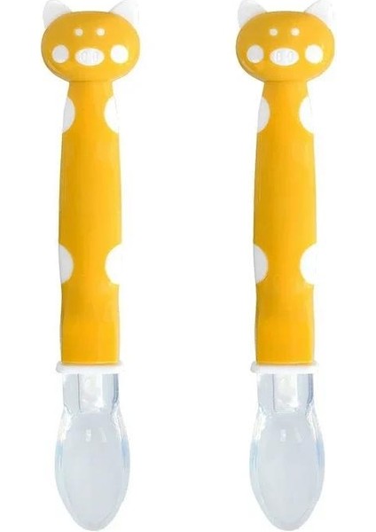 Çocuk Yumuşak Kaşık Eğitim Besleme Kaşığı Çocuk Sevimli Karikatür Sofra Bebek Haşlanma Önleyici Cihaz (Yurt Dışından)