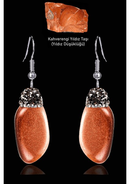 Sertifikalı Zirkon Taşlı Model Ham Kahverengi Yıldız Taşı Küpe