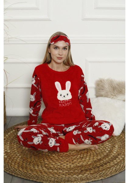 Kadın Uzun Kollu Alt Polar Üst Kışlık Pijama Takımı 02164