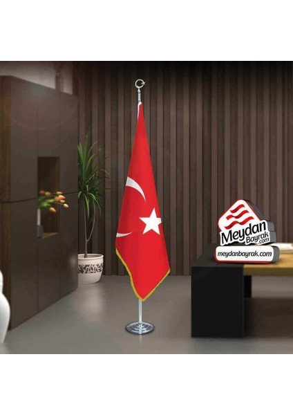 Türkiye Cumhuriyeti Ay Yıldız Bayrak Ofis Makam-Toplantı Odaları -Direkli -Saçaklı Makam Bayrağı