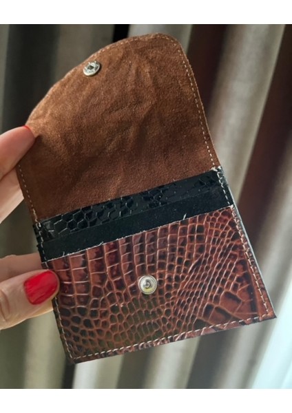 Pinkylola Design- Tiptic Model Antik Kahverengi & Kroko Baskılı Hakiki Deri Kartlık& Cüzdan fiyatları
