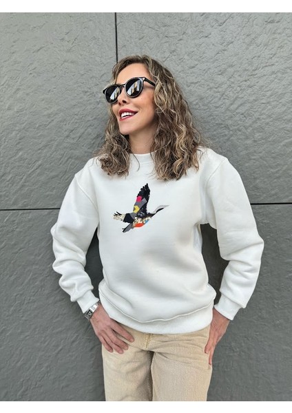 Kuş Işlemeli Sweatshirt