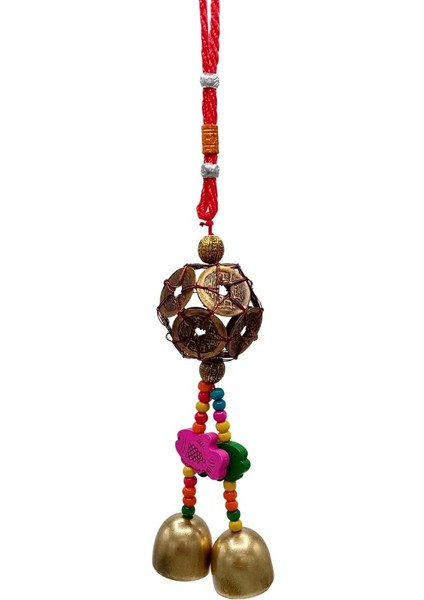 Feng Shui Metal Şans Bereket Paraları ve Çan 26 cm