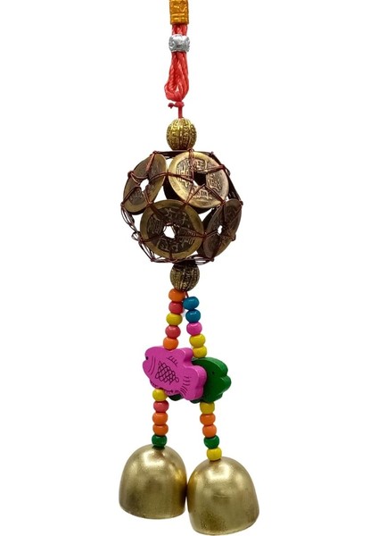 Feng Shui Metal Şans Bereket Paraları ve Çan 26 cm