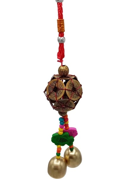 Feng Shui Metal Şans Bereket Paraları ve Çan 26 cm