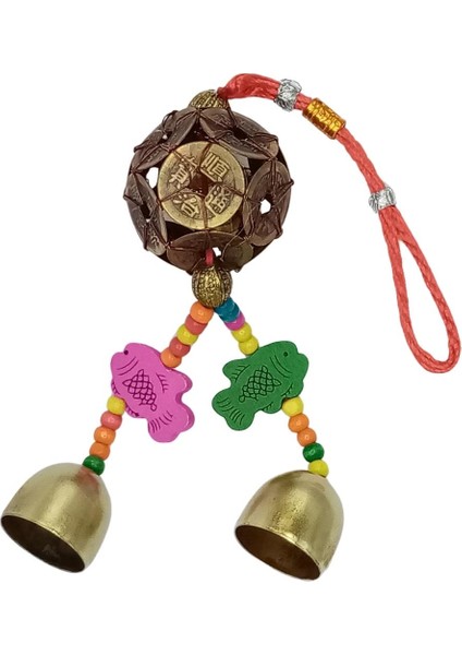 Feng Shui Metal Şans Bereket Paraları ve Çan 26 cm