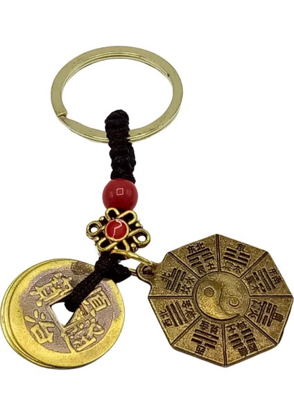 Feng Shui Metal Anahtarlık Şans Parası ve Bagua Ayna No.1