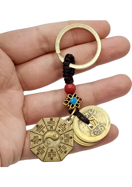 Feng Shui Metal Anahtarlık Şans Parası ve Bagua Ayna No.1
