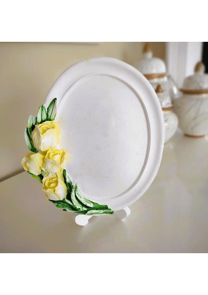 3 Boyutlu Lale Çiçek Oval Çerçeve Silikon Kalıp K-429