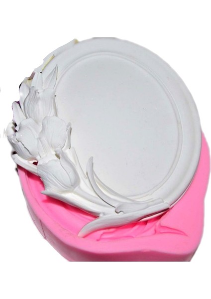 3 Boyutlu Lale Çiçek Oval Çerçeve Silikon Kalıp K-429