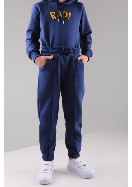 Lastikli Içi Polarlı Cepli Rahat Çocuk Eşofman Altı Indigo