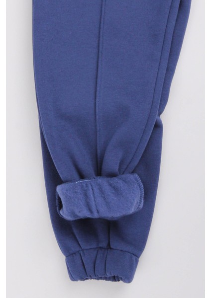 Lastikli Içi Polarlı Cepli Rahat Çocuk Eşofman Altı Indigo modelleri