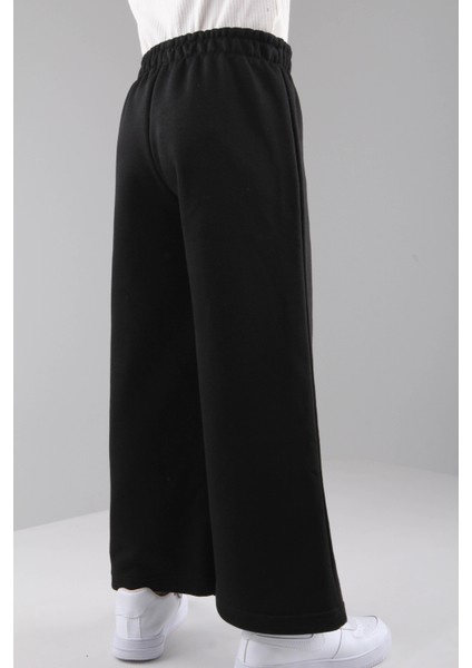 Geniş Kesim Içi Polarlı Rahat Kız Çocuk Eşofman Altı Siyah indirimleri