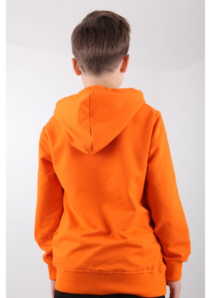Rahat Kesim Kapüşonlu Gamer Baskılı Sweatshirt Turuncu fırsatları