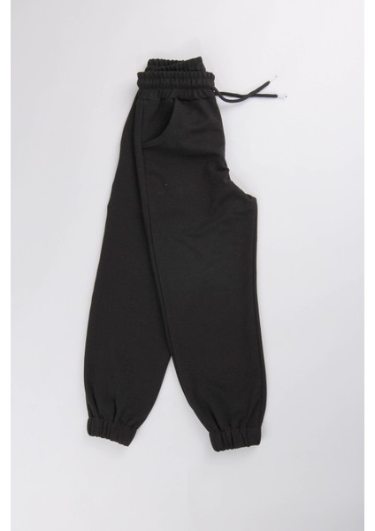 Lastikli Rahat Kesim Cepli Kız Çocuk Eşofman Altı Siyah fırsatları