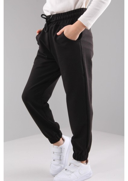 Lastikli Rahat Kesim Cepli Kız Çocuk Eşofman Altı Siyah indirimleri