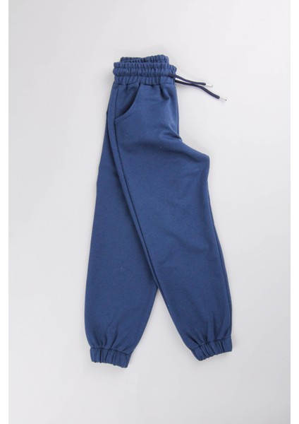 Lastikli Rahat Kesim Cepli Erkek ve Kız Çocuk Eşofman Altı İndigo indirimleri