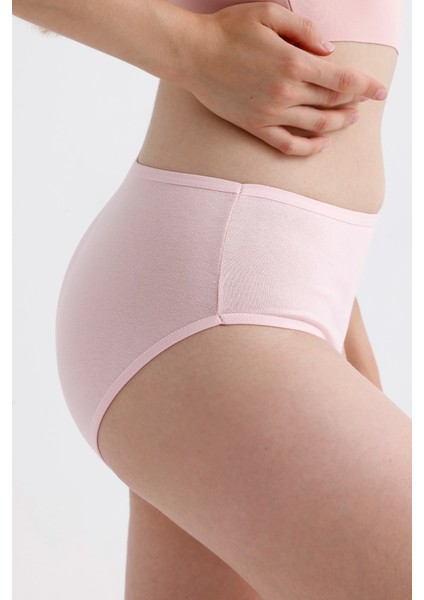 Yüksek Bel Pamuklu 3'lü Paket Bato Külot Pembe