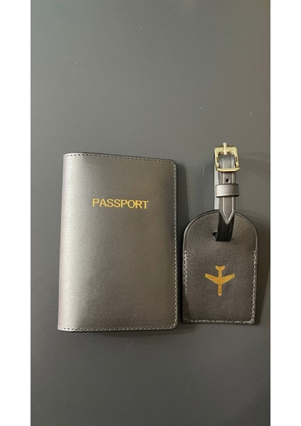 Deri Pasaport Kılıfı ve Bavul Etiketi Takım