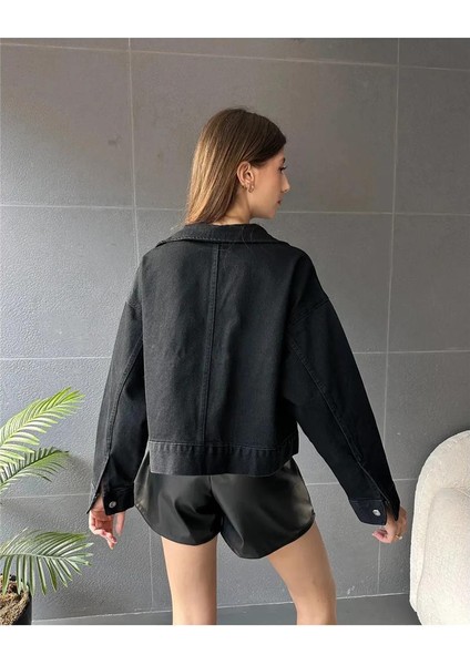 Kadın Oversize Çift Cepli Kot Ceket